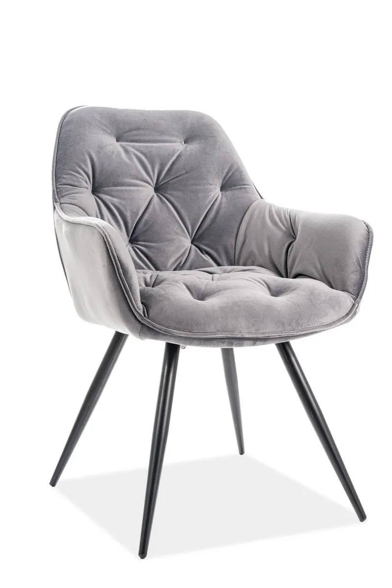 Chair CHERRY VELVET black frame/grey BL.14