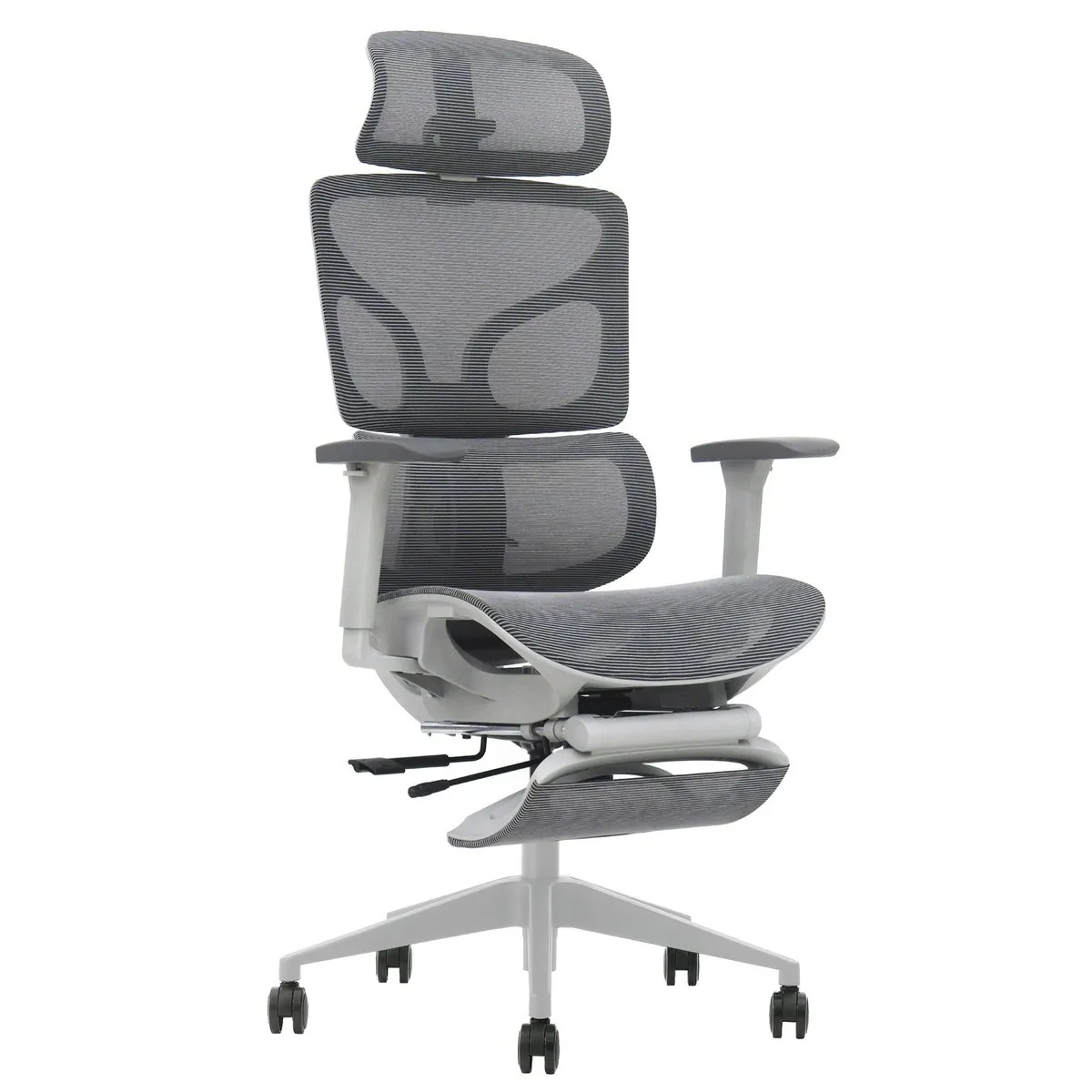Swivel armchair MARKUS F gray mesh/gray frame with footrest