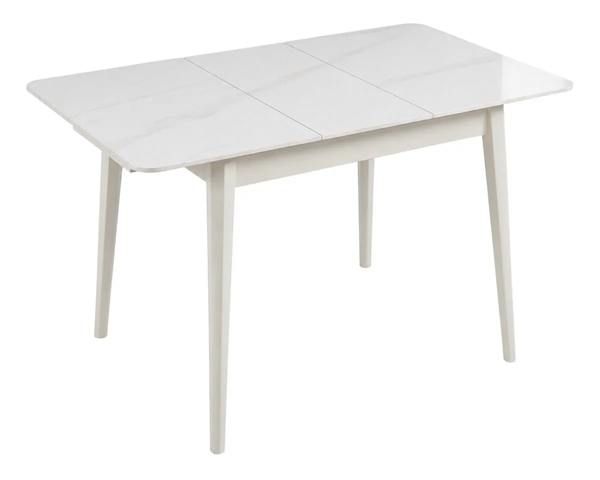 Стіл TALLINN CERAMIC 90(120)*70 білий глянець/кашемір