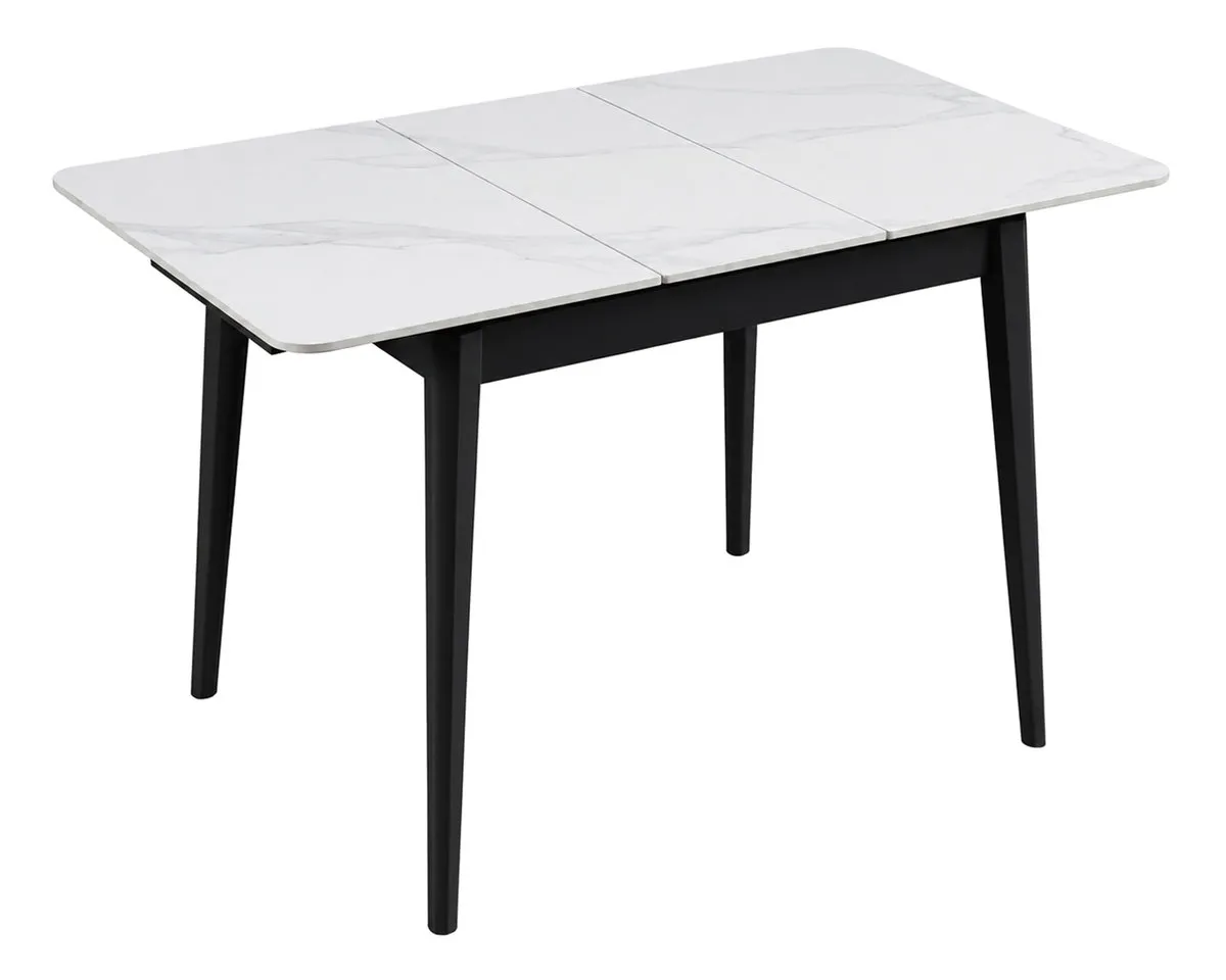 Стіл TALLINN CERAMIC 90(120)*70 білий/чорний каркас