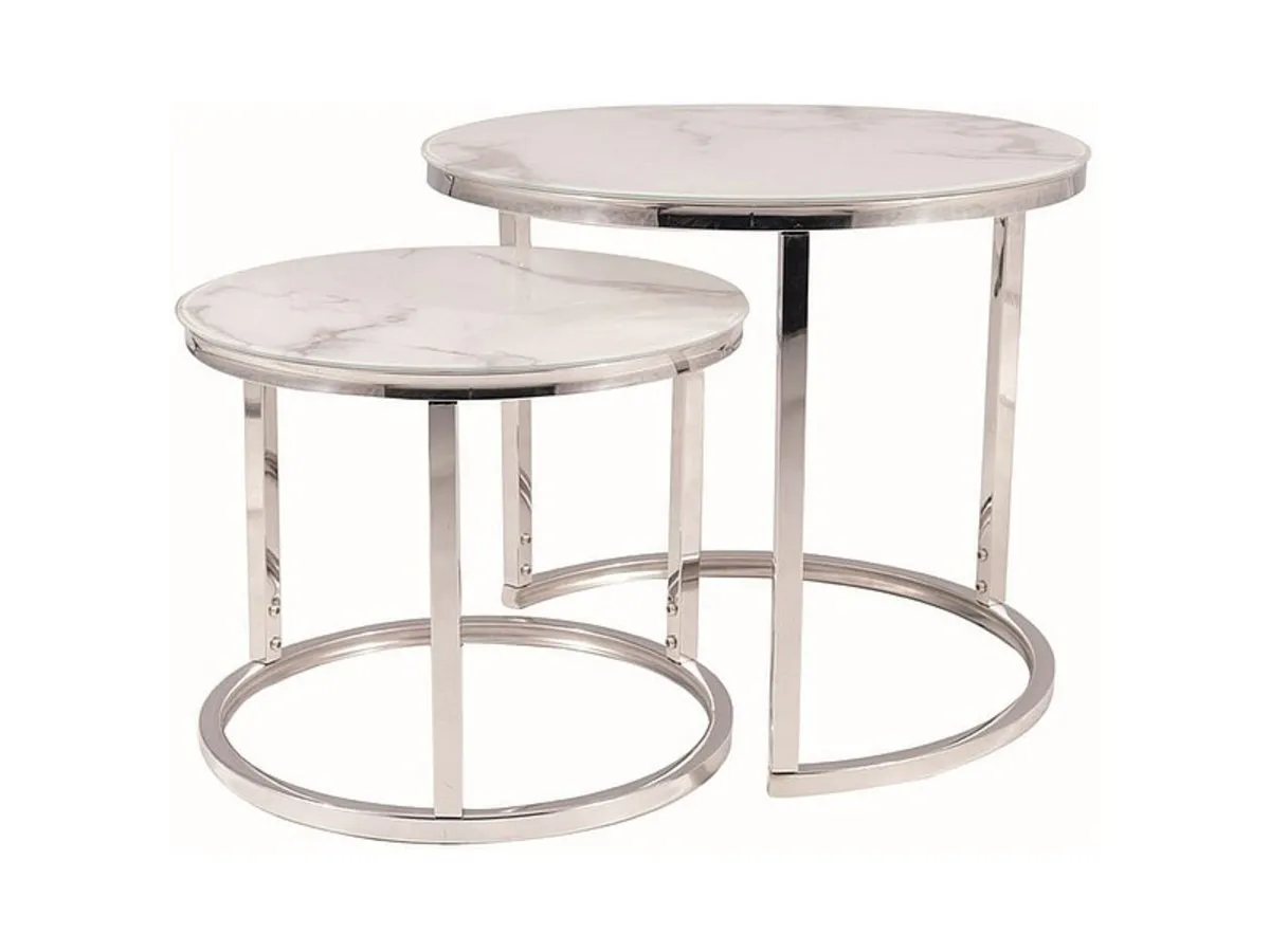 Coffee table ATLANTA B II white marble effect/chrome (k-kt)