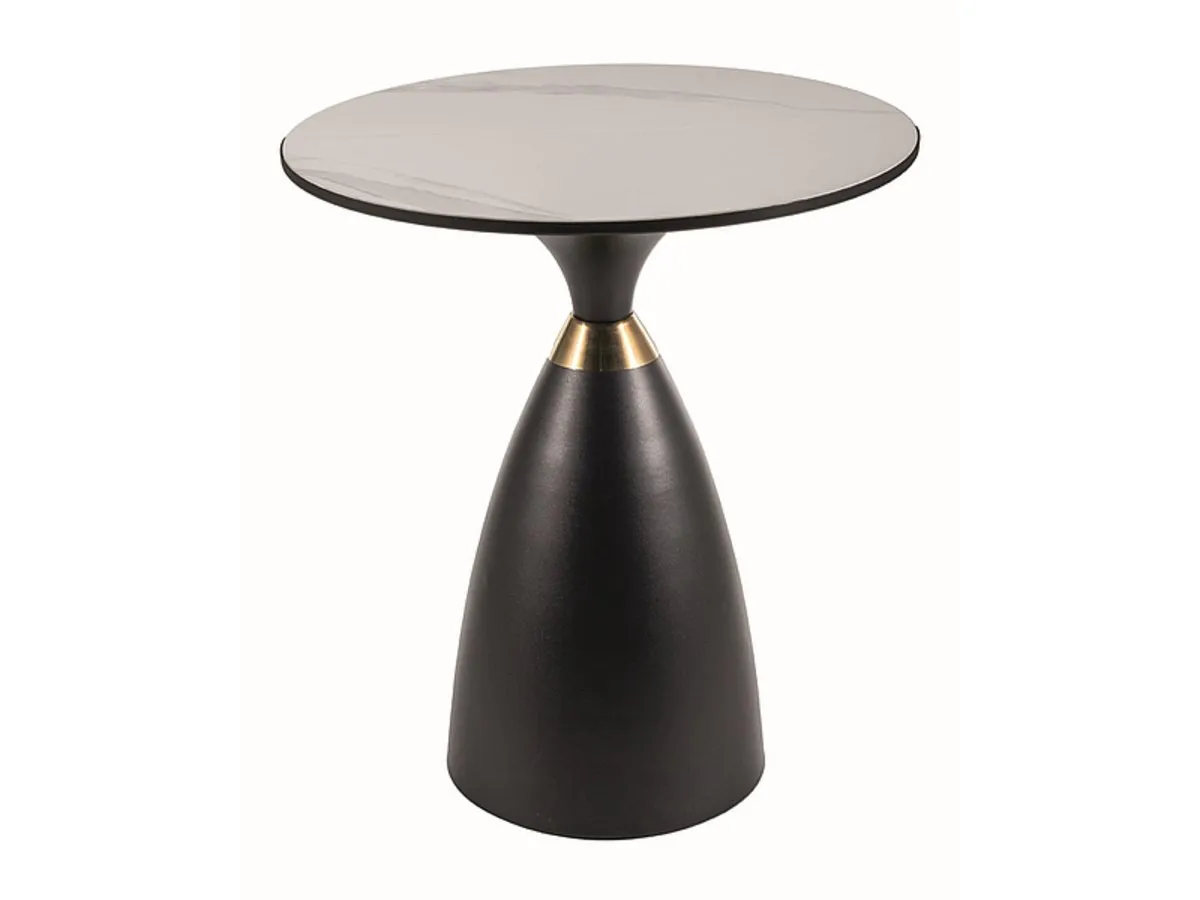GEMINI coffee table white/black+gold d.50