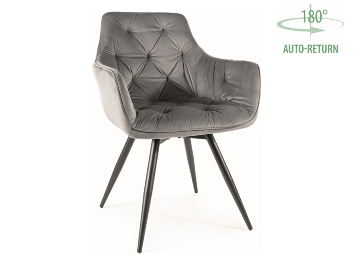 Chair MANGO VELVET black frame/grey BL.14