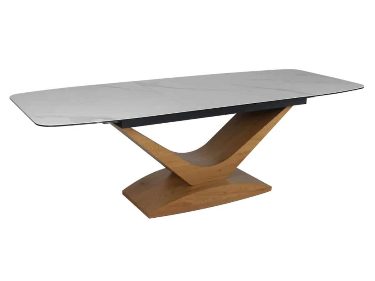 Table DOLCE CERAMIC 180(240)*95 white STATUARIO VENATO/oak