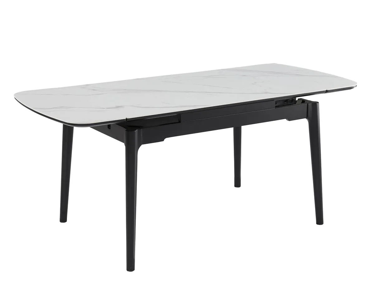 Table DUBLIN CERAMIC 120(180)*80 white gloss/black frame