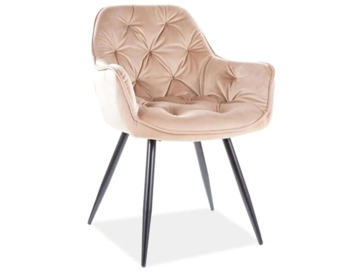 Chair CHERRY VELVET black frame/beige BL.28