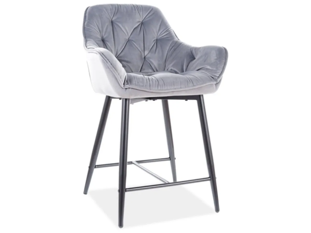Bar stool CHERRY H-2 VELVET black frame/gray BL.14