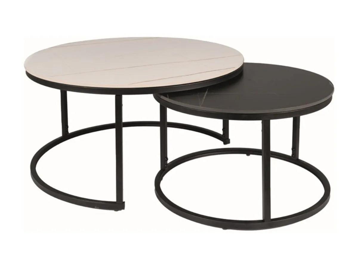 Coffee table FERRANTE B white mat FI80 / black mat FI60 / black mat (set)