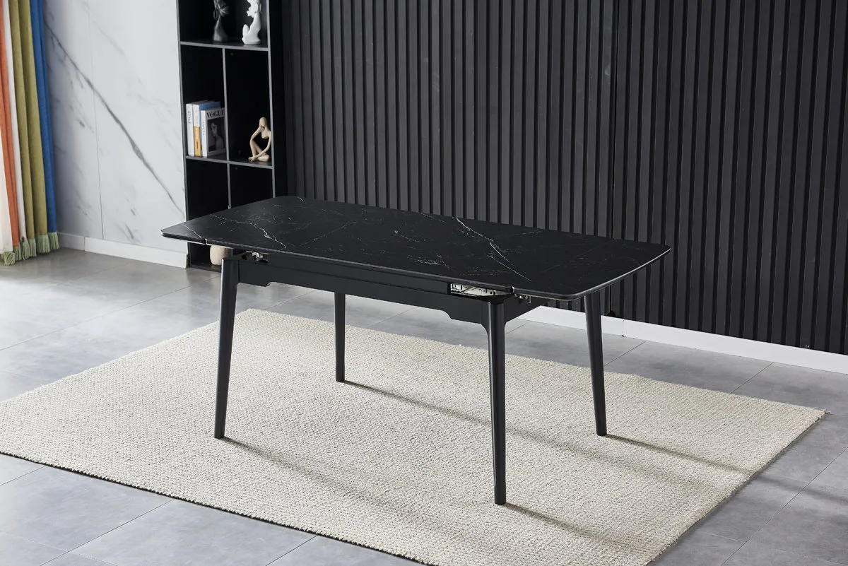 Table BONN CERAMIC 130(180)*80 black mat/black frame