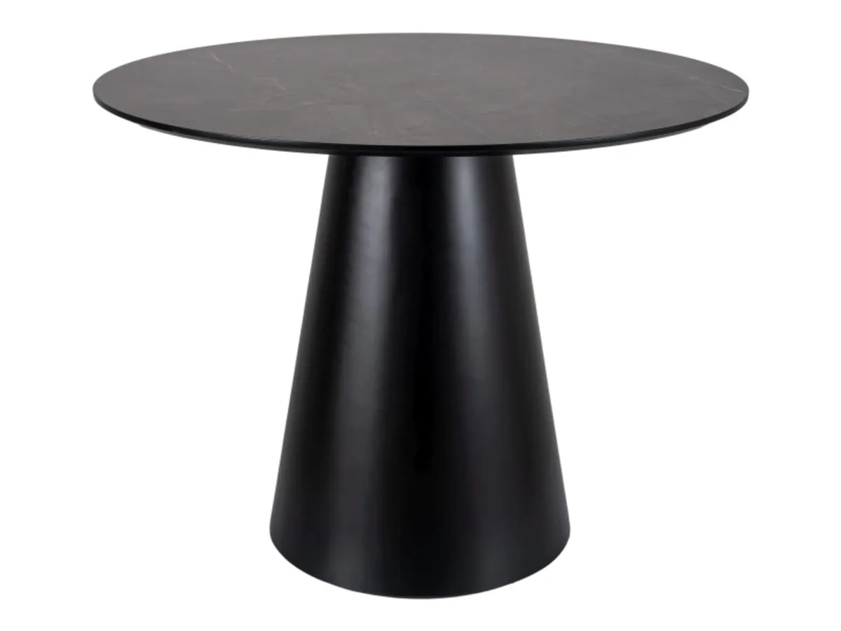 ANGEL table gray ef. marble/black d.100