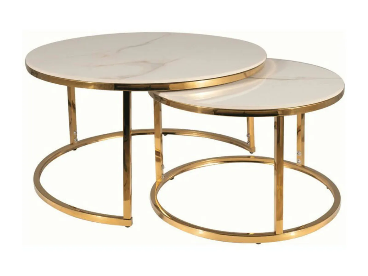 Coffee table PORTAFINO A white/gold (k-kt) d.60, 45