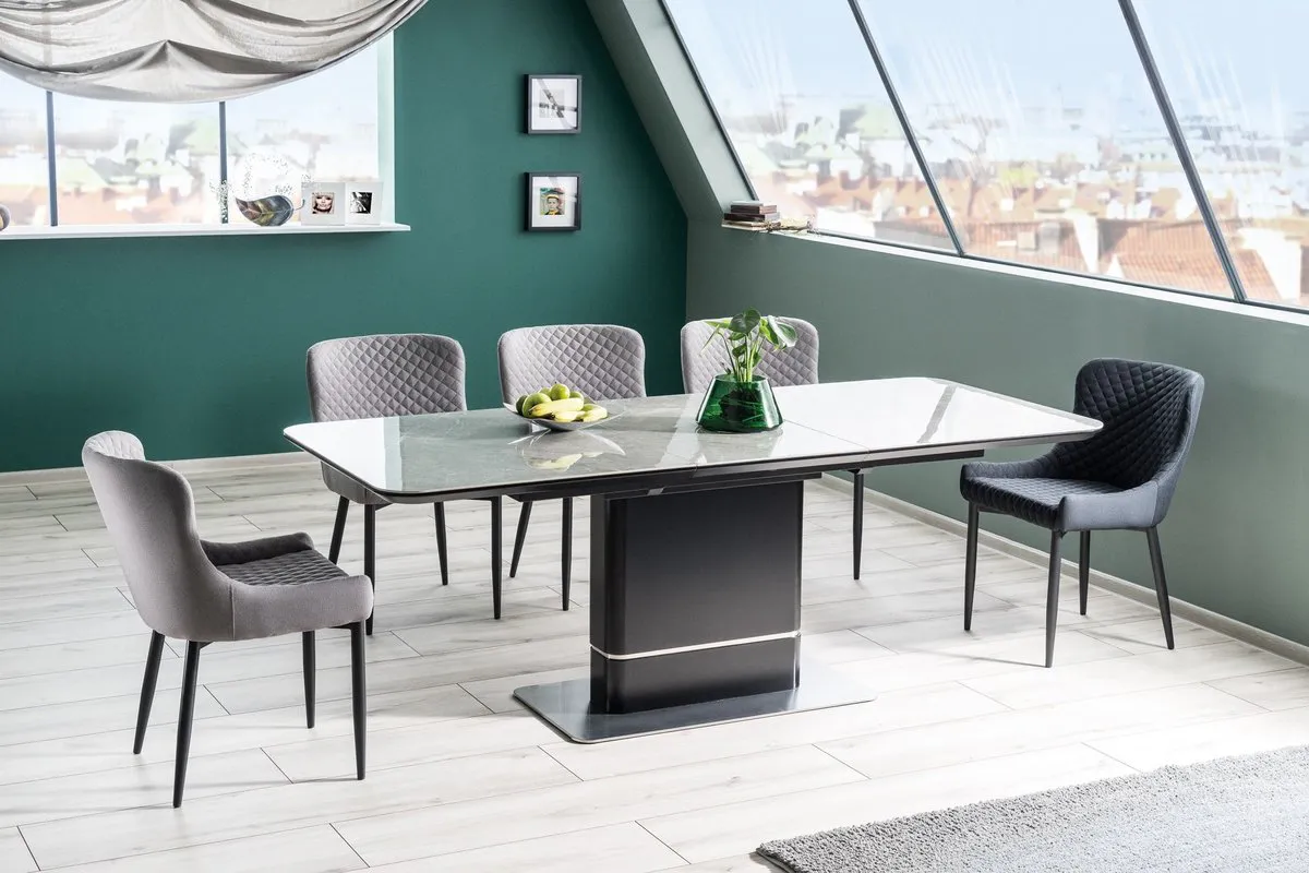 Table PALLAS CERAMIC gray marble effect/black mat 160(210)x90