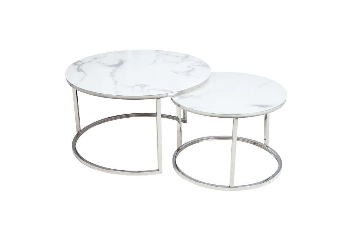 Coffee table ATLANTA B white marble effect/chrome (k-kt)