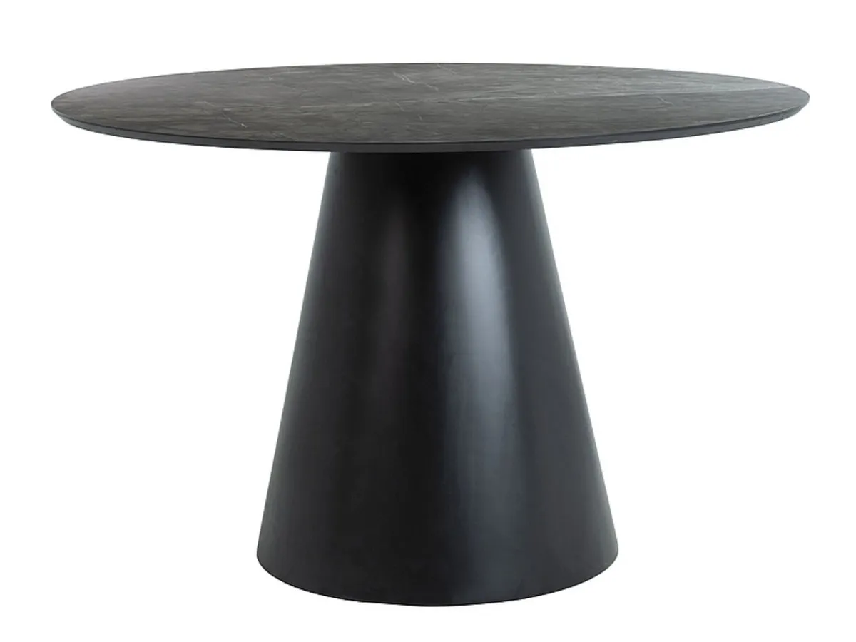 ANGEL table gray ef. marble/black mat d.120