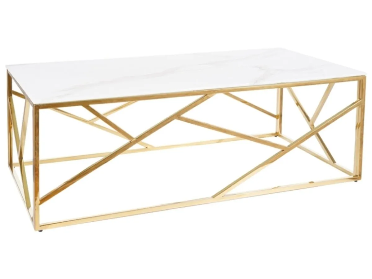 Coffee table ESCADA A II white marble effect/gold 120X60