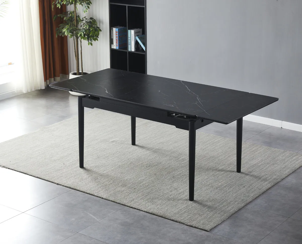 Table BONN II CERAMIC 140(200)*90 black mat/black frame