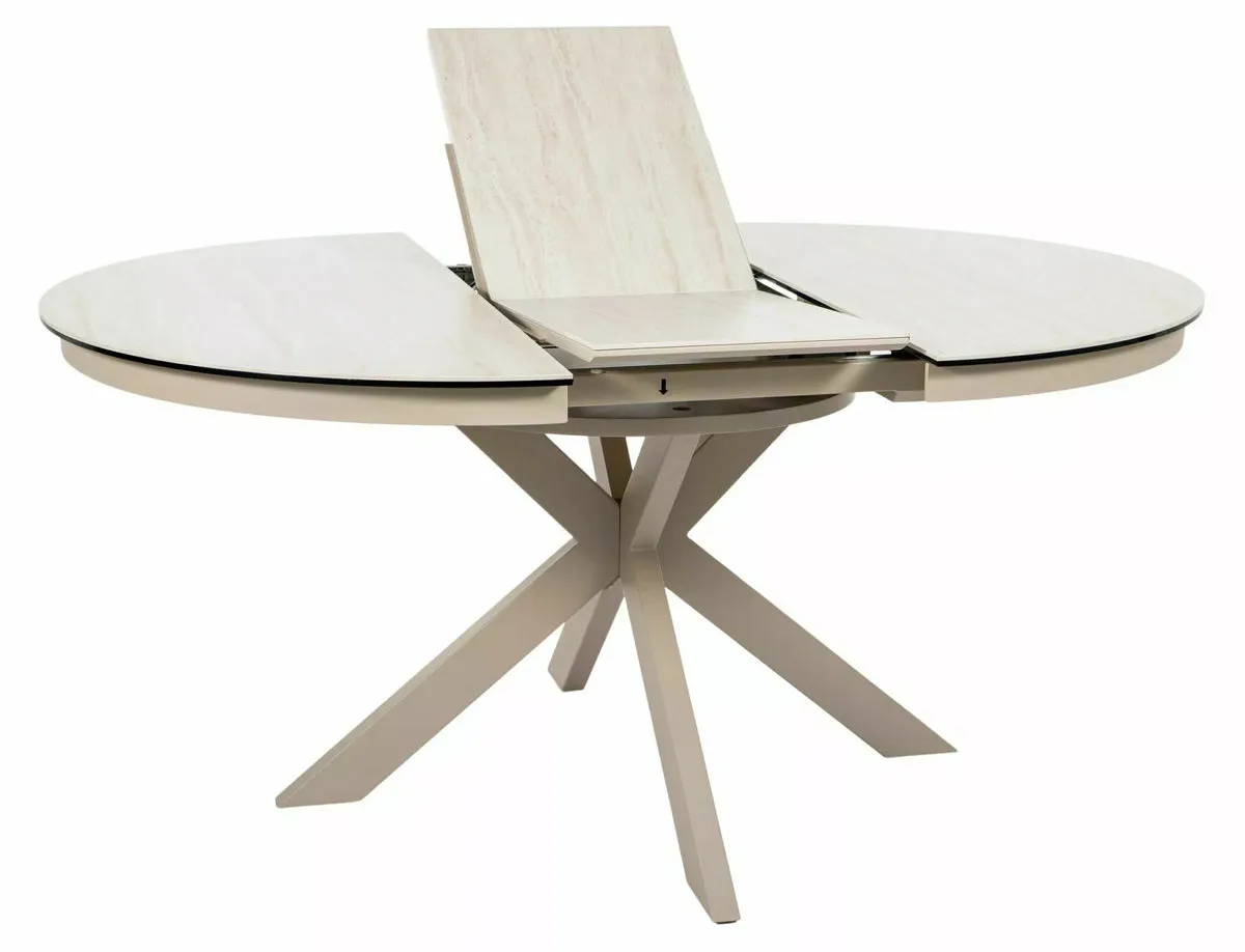 Стіл PORTO CERAMIC 120(160)*120 бежевий травертин/кашемір