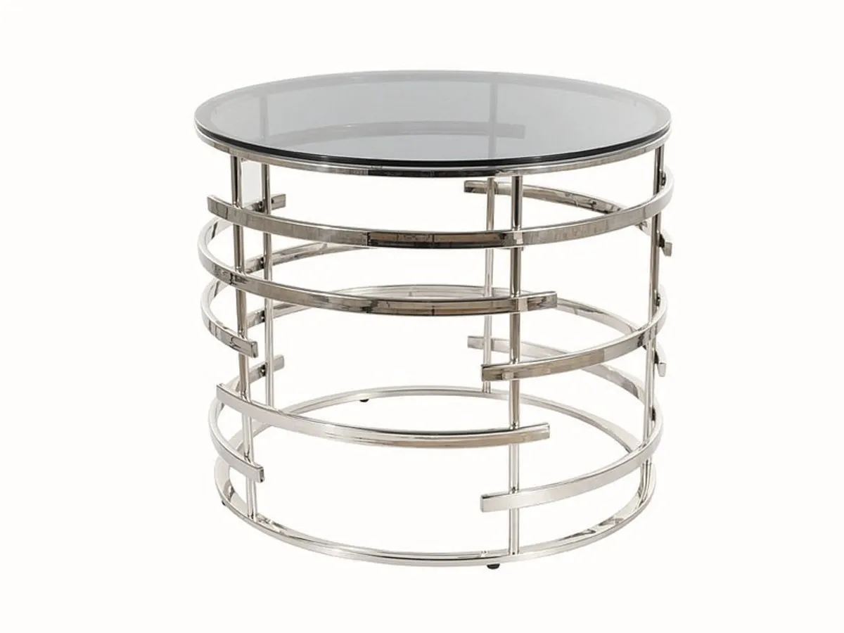 Coffee table LIVIA smoked glass/silver FI 60