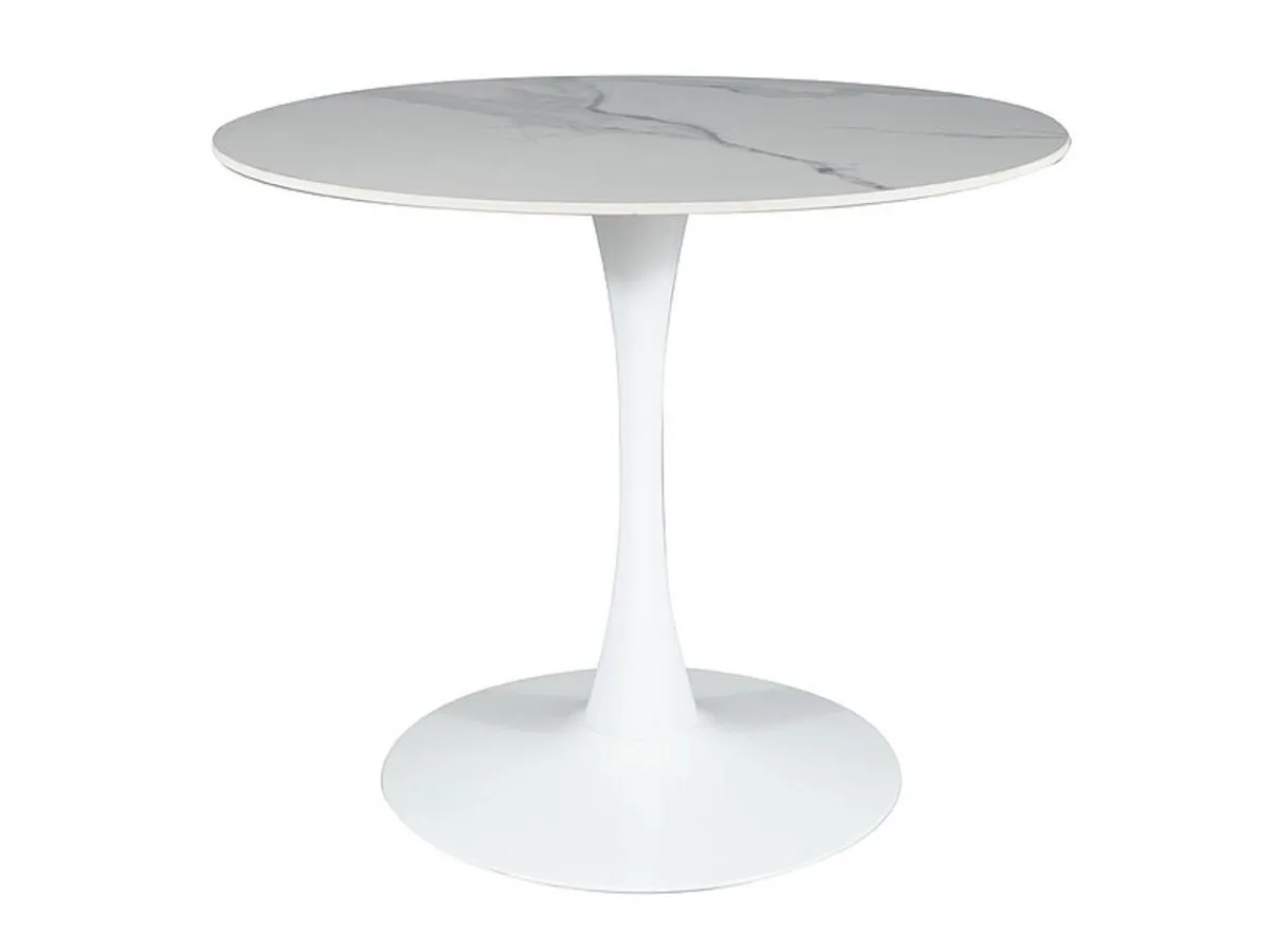 ESPERO table white marble effect/white d.90