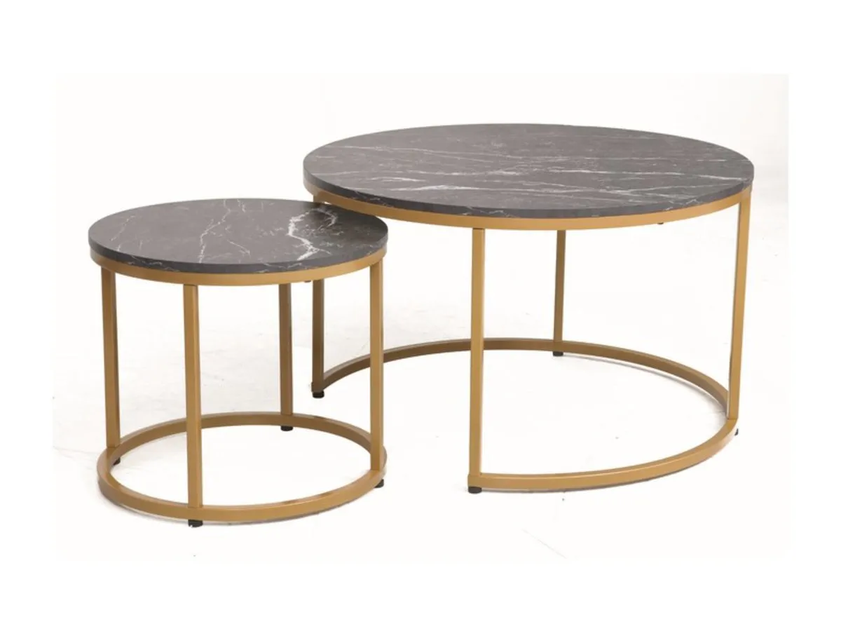 Coffee table DION black marble effect/gold (set)