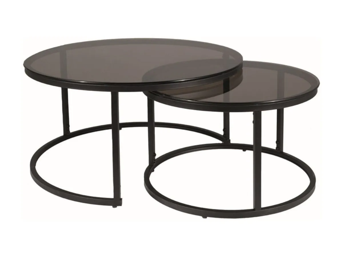 Coffee table FERRANTE E gray TRANSP. FI80 FI60/ black mat (set)