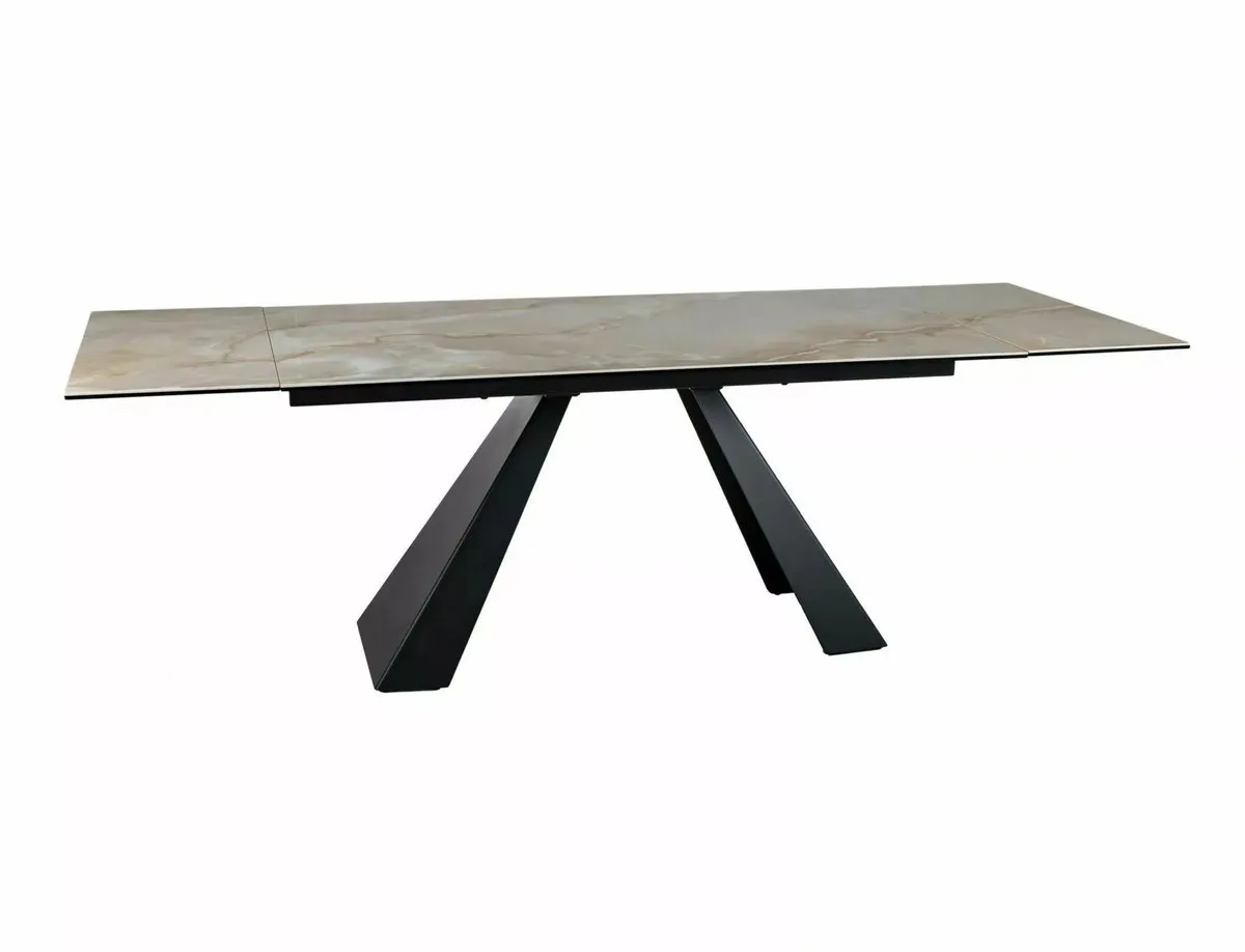 Table SALVADORE CERAMIC 160(240)*90 beige ONICE ORO/black mat