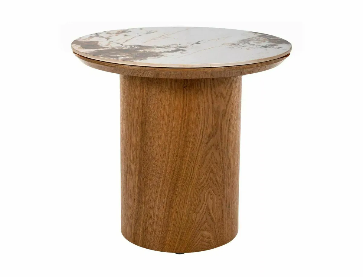Coffee table RONDO white PANDORO/oak d.45*50
