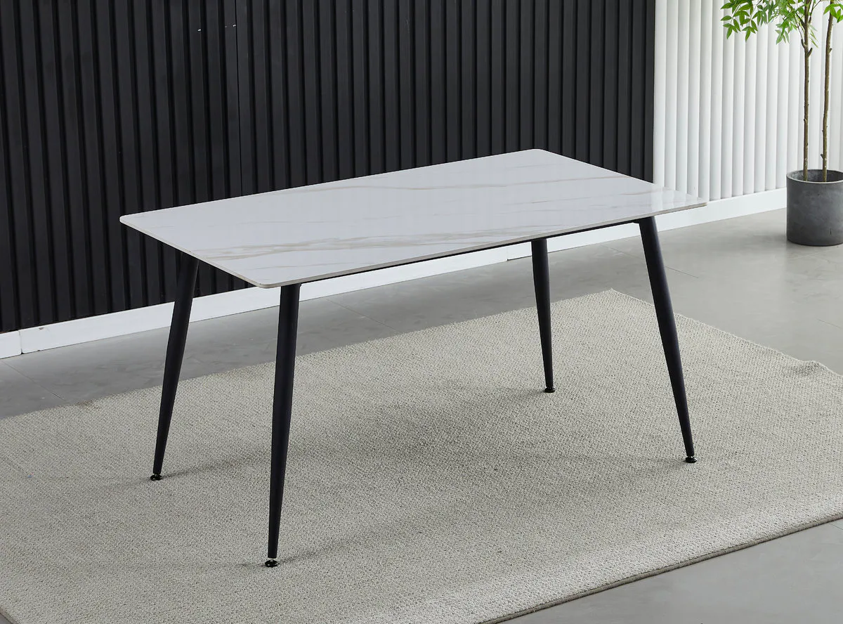 KING CERAMIC table 140*80 white gloss/black matte frame