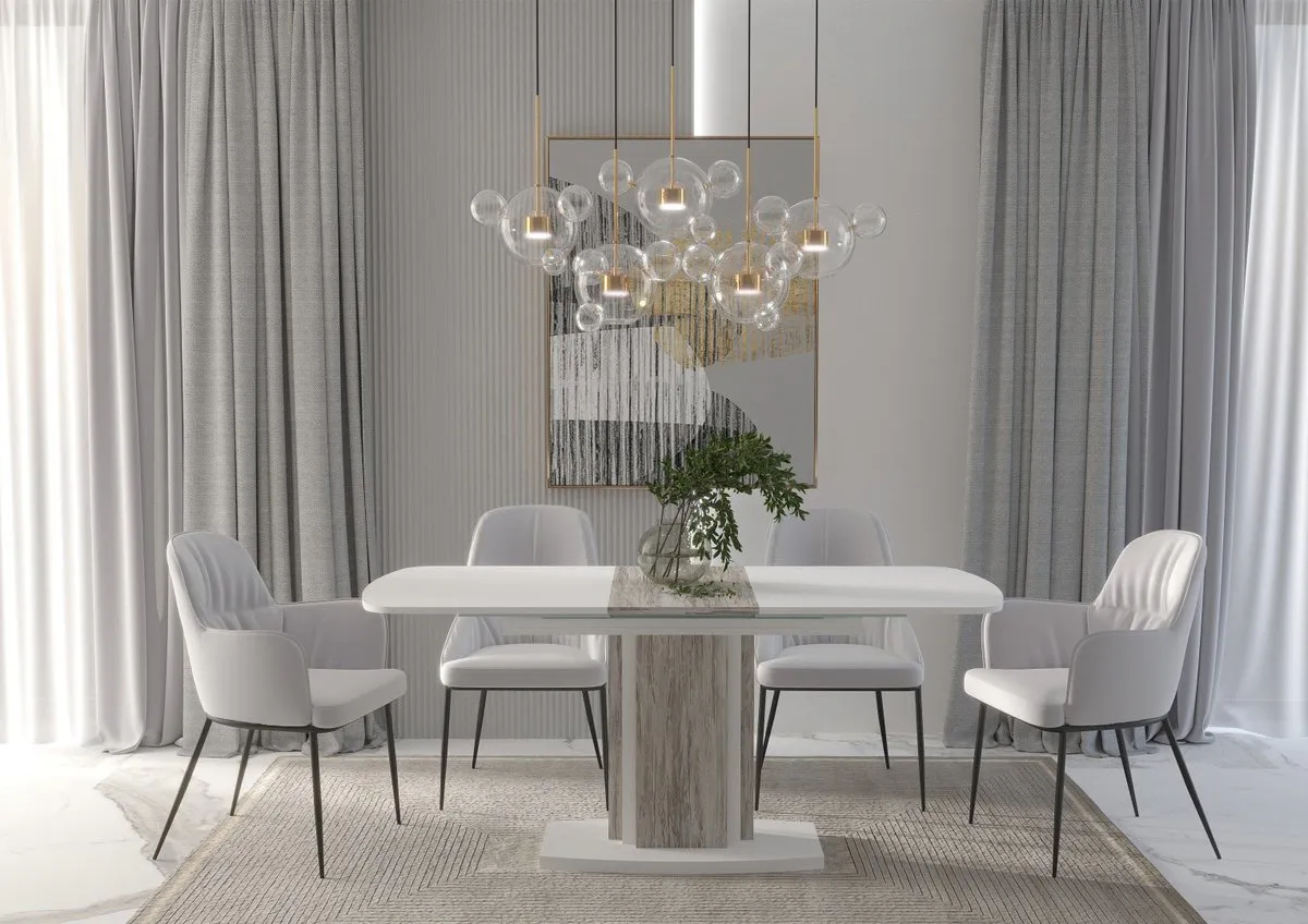FENIX A/B table white diamond/artwood dark