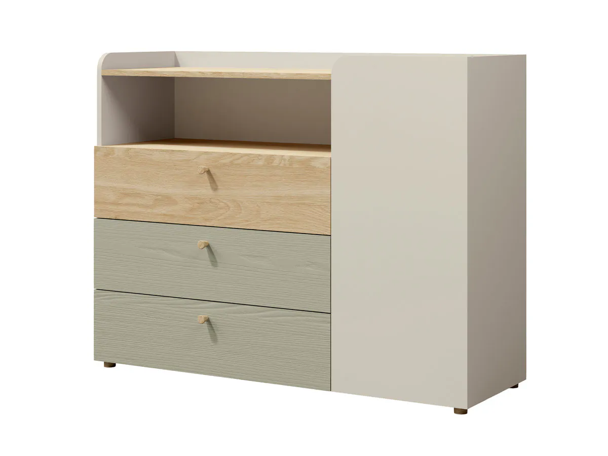 Chest of drawers YUKI REG 9 grey-beige/oil oak/eucalyptus
