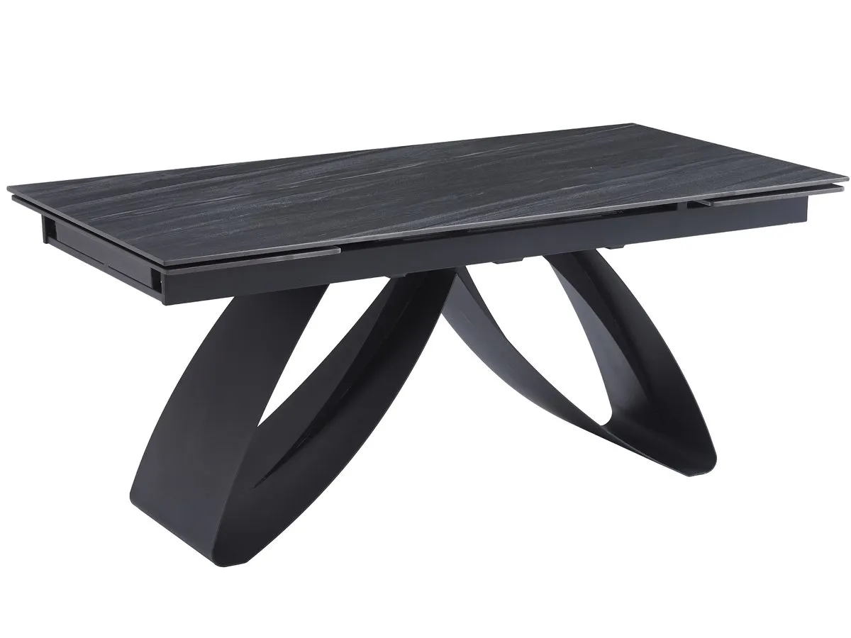 Table WILLIAM CERAMIC 180(260)*90 sandstone mat/black frame