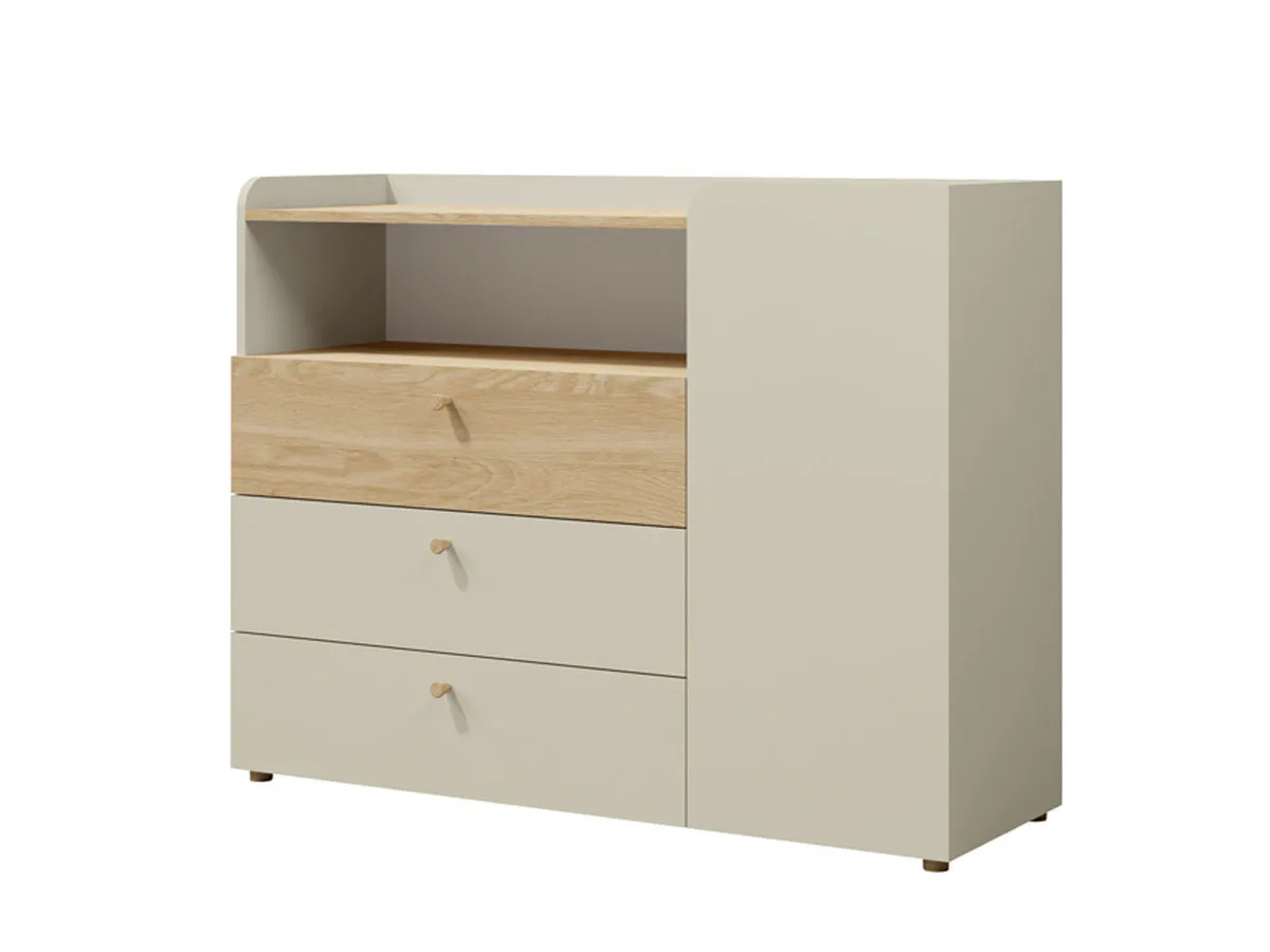 Chest of drawers YUKI REG 9 grey-beige/oil oak