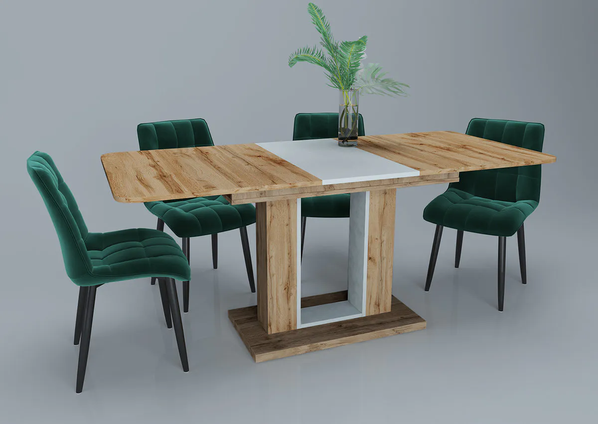 TITAN D/B table white Alaska PE/tacho oak