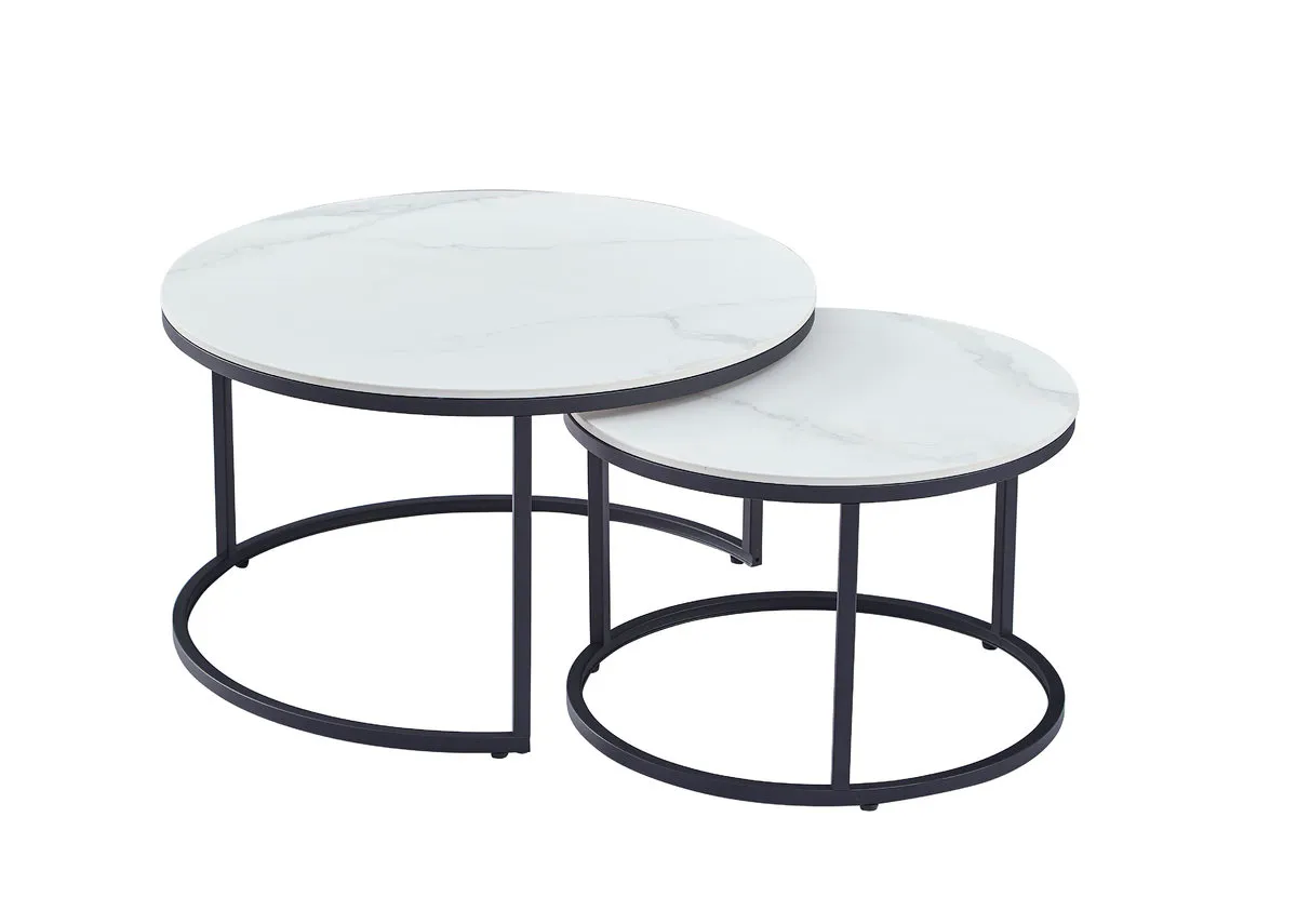 Coffee table FLORIDA A white marble effect gloss/black (k-kt)