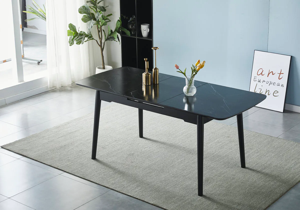 Table BERLIN CERAMIC 140(180)*80 black mat/black frame