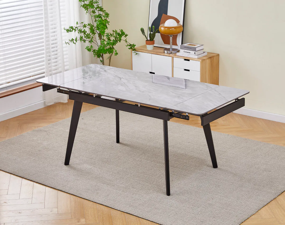 Table OSLO CERAMIC 120(180)*80 gray gloss/black frame