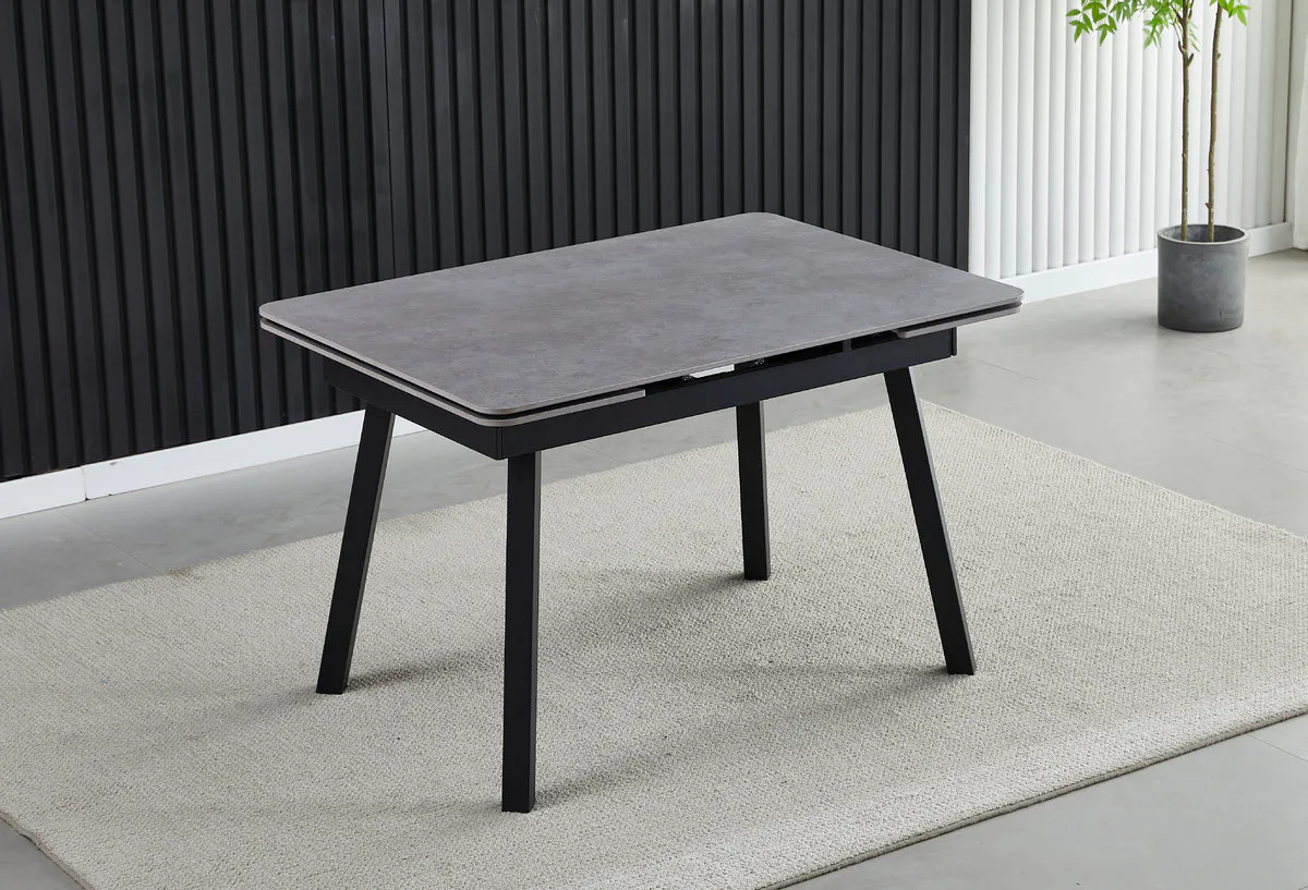 Table MADRID CERAMIC 120(180)*85 grigio latte matt/black frame