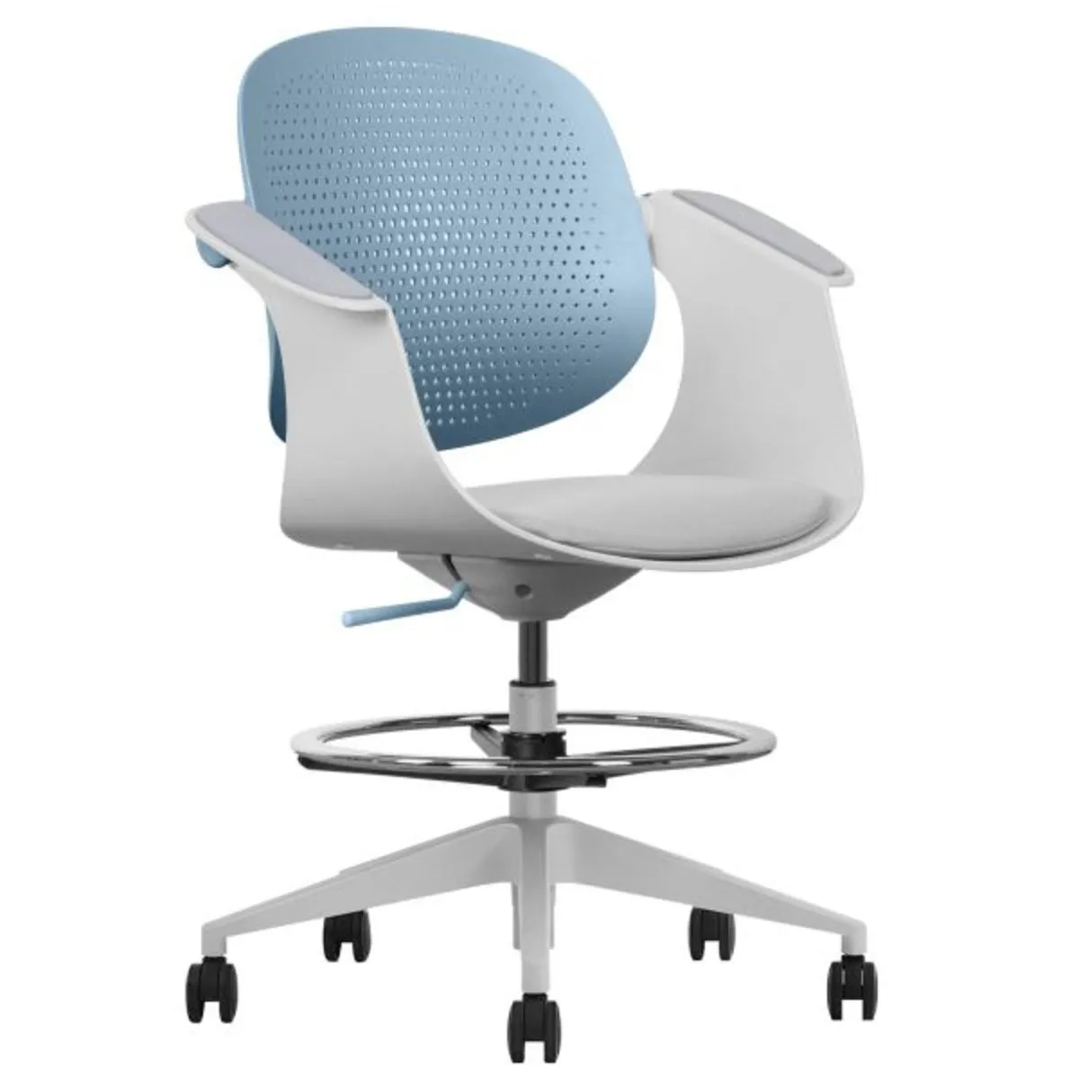 ARLEN swivel chair light turquoise/gray fabric/gray frame