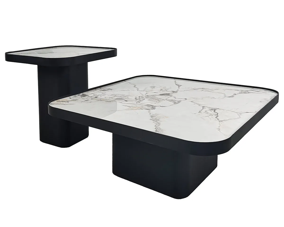 Coffee table MICHIGAN white gloss/black (k-kt)