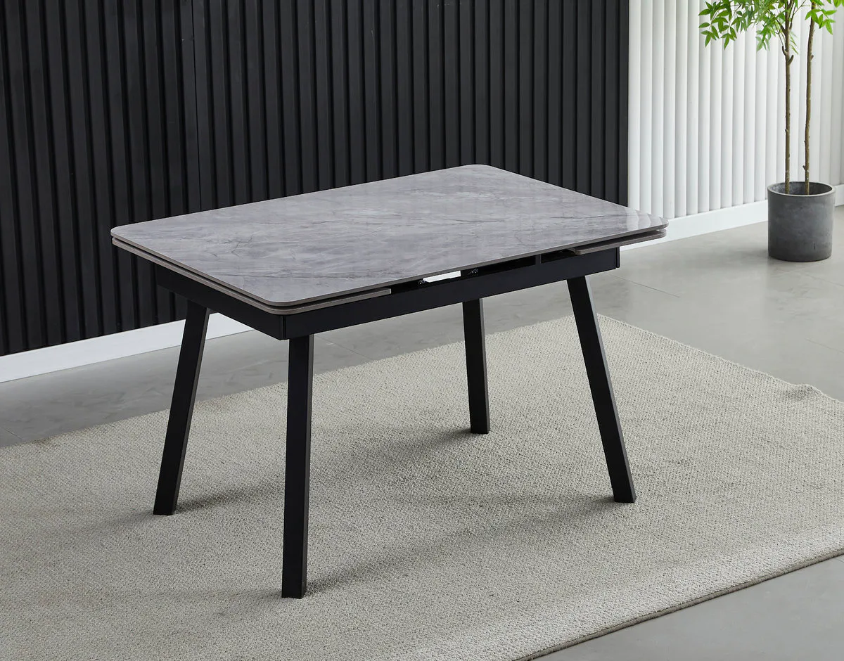Table MADRID CERAMIC 120(180)*85 gray gloss/black frame