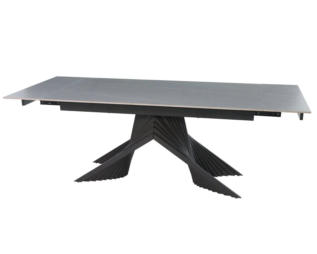 Table ROSARIO CERAMIC 160(220)*90 gray mat/black frame