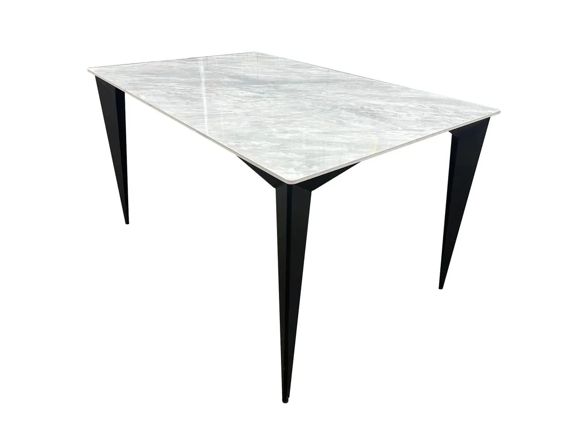 Table NORMAN CERAMIC 140*90 Muie White gloss/black frame