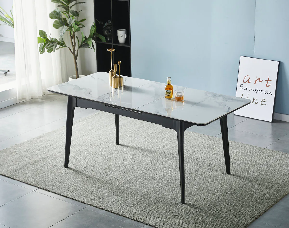 BERLIN CERAMIC table 140(180)*80 white gloss/black frame