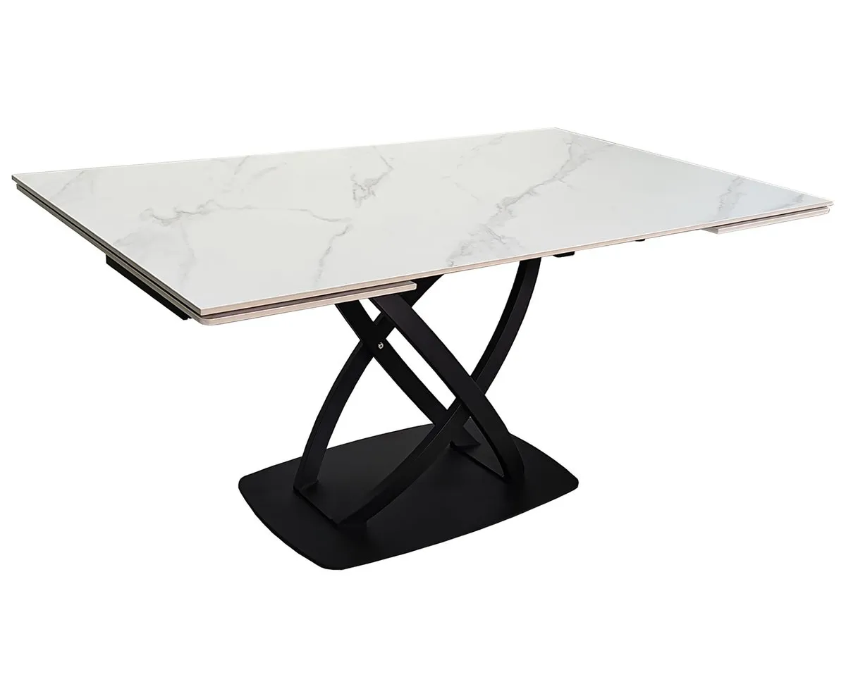Table HILDA CERAMIC 160(240)*90 white mat/black