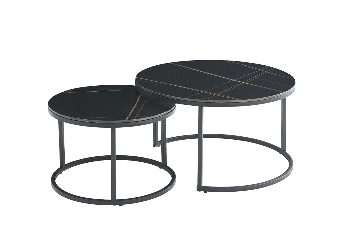 Coffee table FLORIDA D black matte effect marble/black (k-kt)